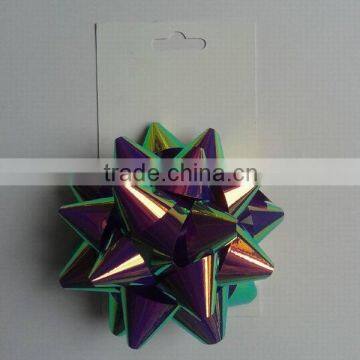 HOT SALE 5" Hi-Glossy Iridescent / Rainbow Poly Gift Ribbon Bow, Self Adhesive Gift Bow