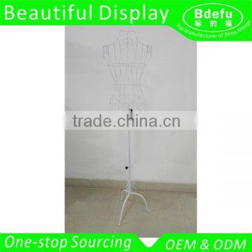 White Powder Coating Metal Wire Clothes Display Model Upper-Body Mannequin