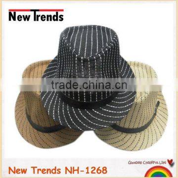 Man stripes straw hat for summer