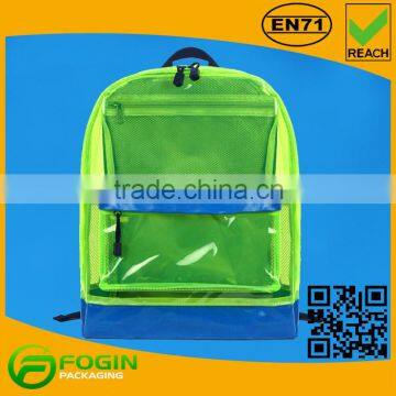 green pvc custom backpack for travel