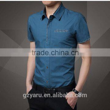 Latest Formal Pictures Office Slim Dress Shirt Short Sleeve Business Shirts for Men photo-4