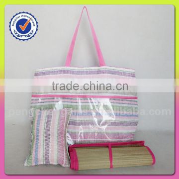 Best selling cheap paper straw beach bag with pillow and mat