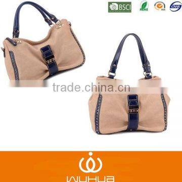 2014 Latest Design Quality Girl Pu Handbags With Braided Handle