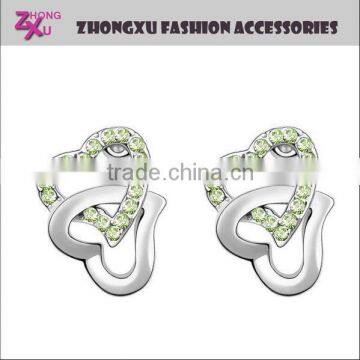 2014 new bling bling water diamond heart earring