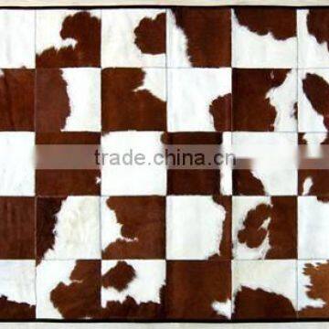 Stripe design patchwork cowhide carpet