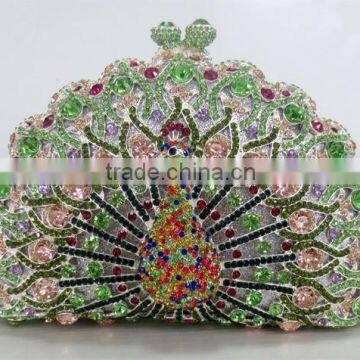 2015 Sparkling Crystal Woman Clutch Luxury Peacock Clutche Bag China Wholesale Evening Bags