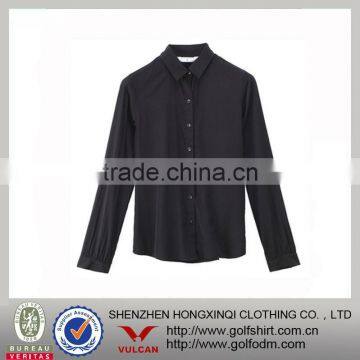 ladies shirt customizing /black solid color ladies blouse