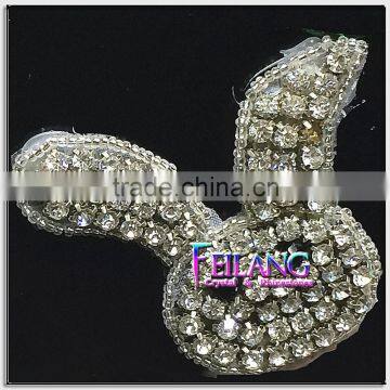 Rabbit head shape Crystal Rhinestone Applique hair accessories