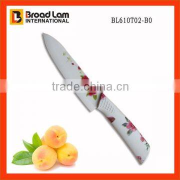6 Inch Ceramic Chef Knife with flower stained blade and handle