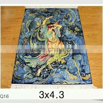 old design woman dancing oriental rug handmade silk tapestry handmade silk palace rug