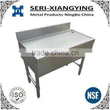 NSF Approval Stainless Steel Bar Table with Full Drain Board