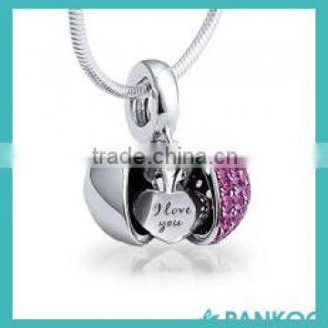 Popular Hot 2016 925 Sterling Silver "You Are in My Heart" Pendant Charms with hemisphere Fit DIY Bracelet Necklace