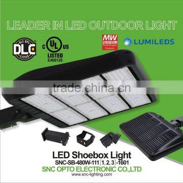 SNC silm housing body and dlc ul cul listed 480w led parking lot light with 5 years guarantee