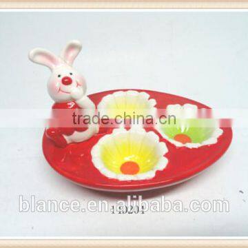 ceramic animal shape egg holder animal shape design with rabbit figurine