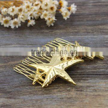 New Hair Jewelry Individual Gold Color Star Hair Comb Wedding Hair Accessories for Women Lady