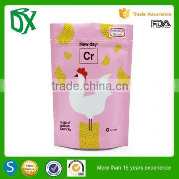 2015 new product custom aluminum foil packaging bags cartoon printed zip lock bag for snack food packaging