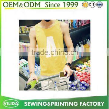Custom Printing Fitness Tank Top Spandex Cotton Man GYM Tank Top Manufacturer