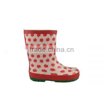 Carton apple children durable rubber children rain boots