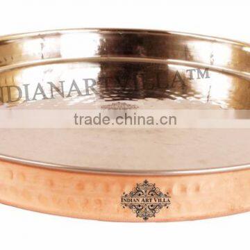 IndianArtVilla Handmade Steel Copper 13.0" Dinner Plate for Serveware Restaurant Hotel Home Kitchen Ware Gift Item