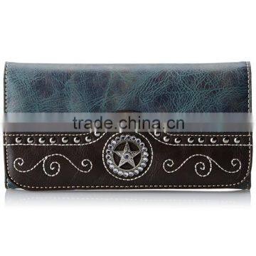 Western cowgirl style bling women leather star wallet wholesale