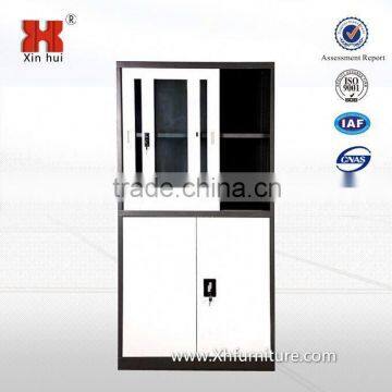 upper sliding glass door metal file cabinet/steel filing cabinet