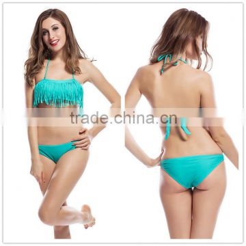 Factory price hot sale fringe tassel bikini swimwear bikini for mature women