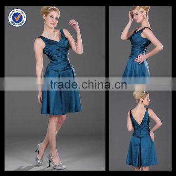 Hot sale V neck Taffeta Navy Above Knee Bridesmaid Dresses Patterns