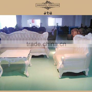 shining glossy white with silver leaf gilded pure leather sofa furniture