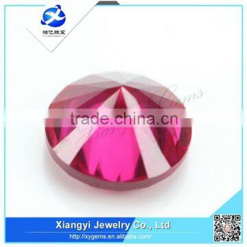 Diamond Cut Round Shape Lab Created Ruby Gemstone Bead for Jewelry