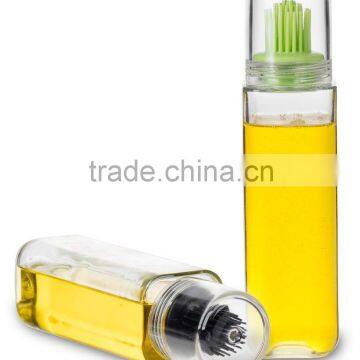 SINOGLASS trade assurance 270ml bottle glass oil bottle with silicone brush