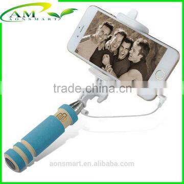 portable 3.5mm wired mini selfie stick with all in one