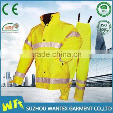fluo yellow safety working jackets suits heavy waterproof safety working suits reflective working clothing suits