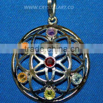 Chakra Domed Metal Pendant