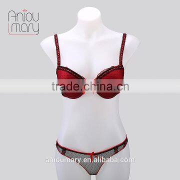 Hot sale black with red color ladies sexy net bra sets sexy bra panty set