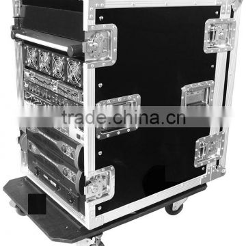 16U AMPLIFIER Deluxe CASE-24" BODY DEPTH WITH CASTER BOARD- 1/2" PLYWOOD