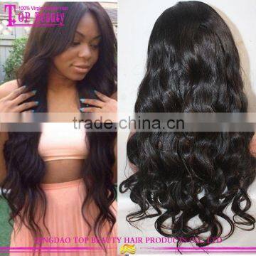 Wholesale Price Qingdao Factory 24 Inches Middle Part Body Wave Human Hair lace Front Wigs