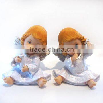 Candle and bell angel,polyresin Candle and bell angel girl,lively angel girl