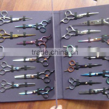 high quality Showcases for 40-60 units hair scissors/Leather Barber shears display cases