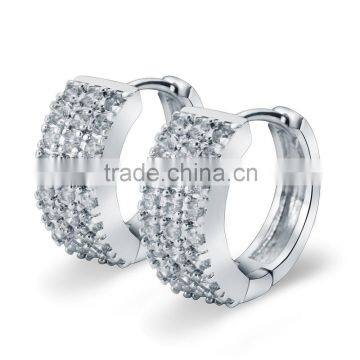 Women's fashion pave setting stone huggie earring multi cz diamond hoop earrings