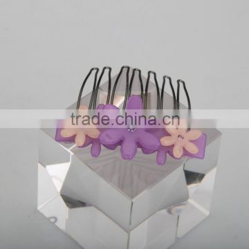 Handmade three flowers hair accessory colorful hair combs for girls custom acrylic hair comb