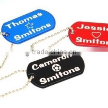 aluminium metal pet id tags 5*3cm with 12cm chainball