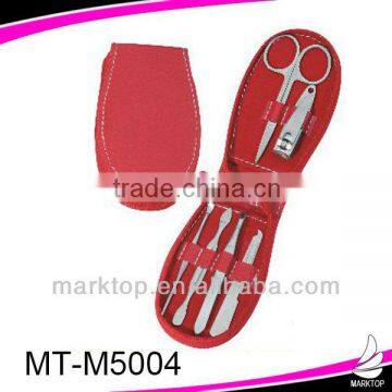 Round shape purse case 6pcs red manicure set