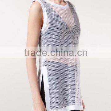 girls mesh long shirs top,mesh tank top jersey,Mesh Fabric customized custom gym tank top