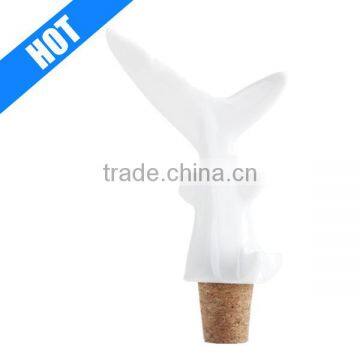 shark shaped glazed white ceramic cork bottle stopper