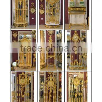 Luxury Italy Style Antique 24K Gold Plated Bronze Mounted Floor Clock, Decorated Pendulum Clock, Crystal & Marble Clock photo-6