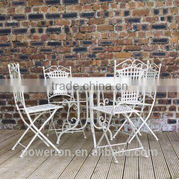 Ornate Wrought Iron 4 Folding Chair 90cm Circular Patio Set photo-3