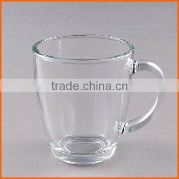 Clear drinking water glass cup with handle