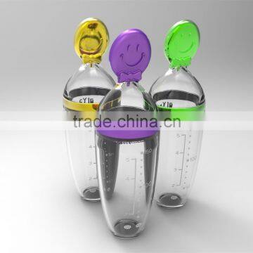 Eco-friendly Food Grade BPA Free Silicone Baby Feeder Bottle With Dispensing Spoon&Plastic Storage Cap photo-6