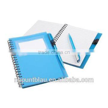 Plastic covered notebook with 70 striped sheets ballpoint pen