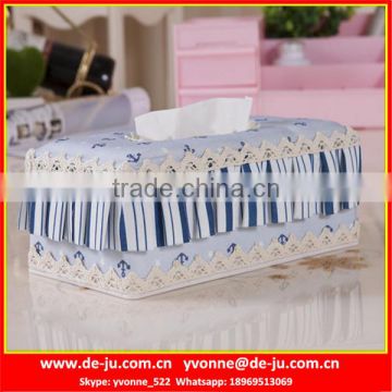 Blue Strip Fabric Tissue Boxes